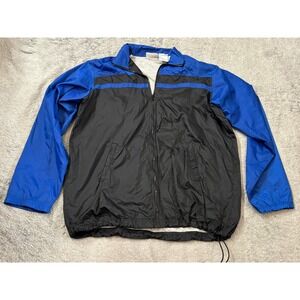 KingSize Mens Blue Black Colorblock Windbreaker Jacket Full Zip L 65-6207-8